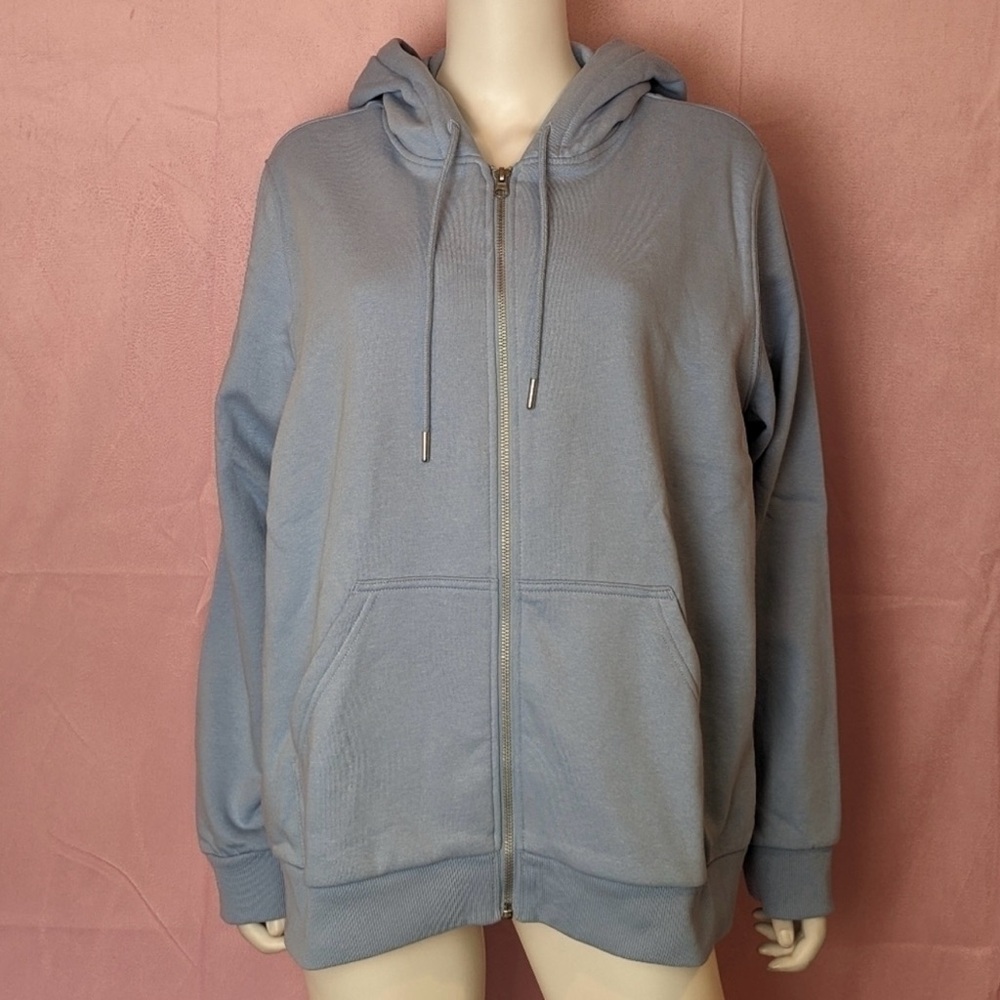 H&M Full Zip Light Blue Fleece Lined Hooded Jacket size XL